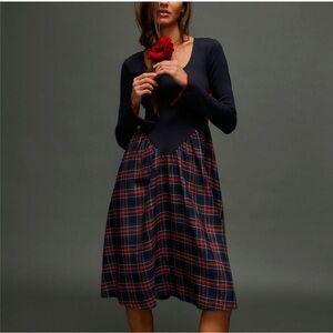 Eliza Faulkner x Free People Joan Dress in Blue‎ Plaid - size Small NWOT